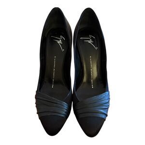 Giuseppe Zanotti Leather Pumps Sz EU 36.5 US 6.5 Black Pleated Heels Designer